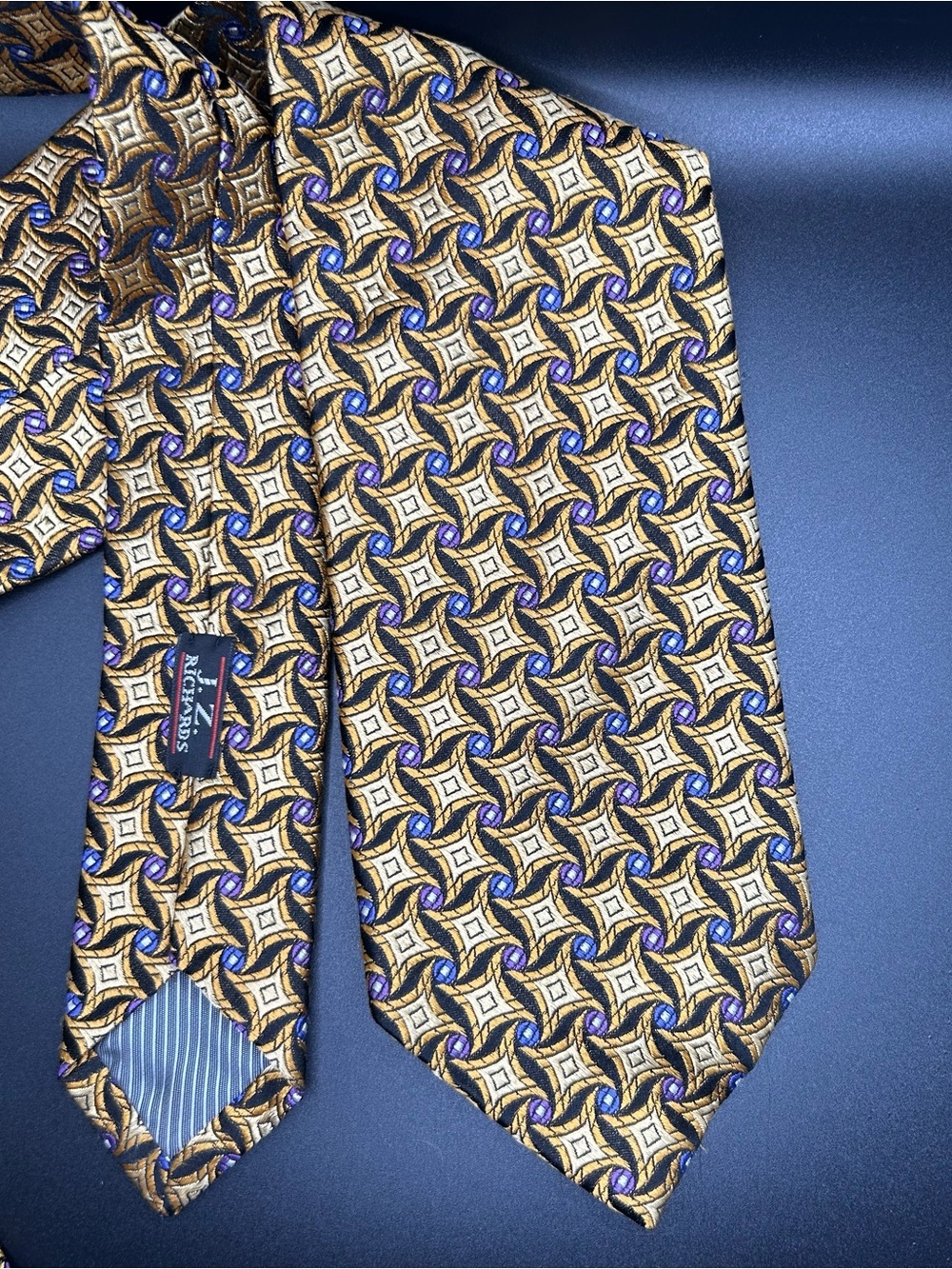 JZ Richard’s 100% Silk Tie - Gold, Blue, Purple
